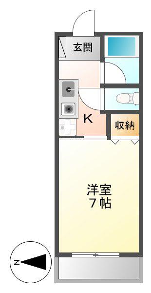 アヴェニュー高畑(1K/2階)の間取り写真