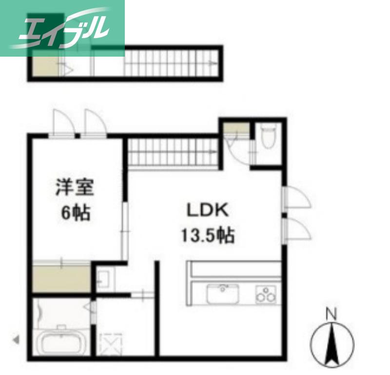 ラフィネ・フルール(1LDK/2階)の間取り写真