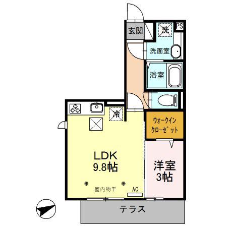 ブラスガーデン(1LDK/1階)の間取り写真