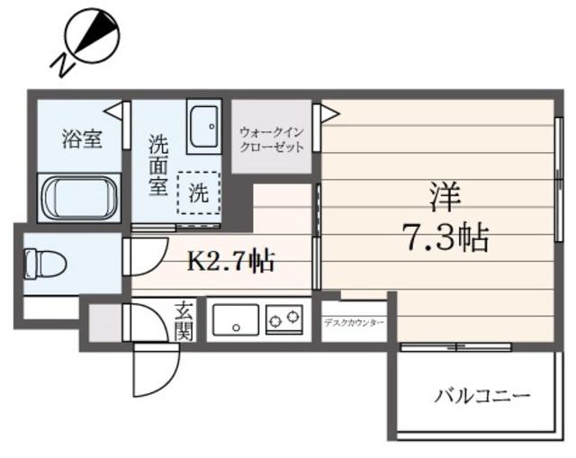 エスペランサ東神奈川(1K/2階)の間取り写真