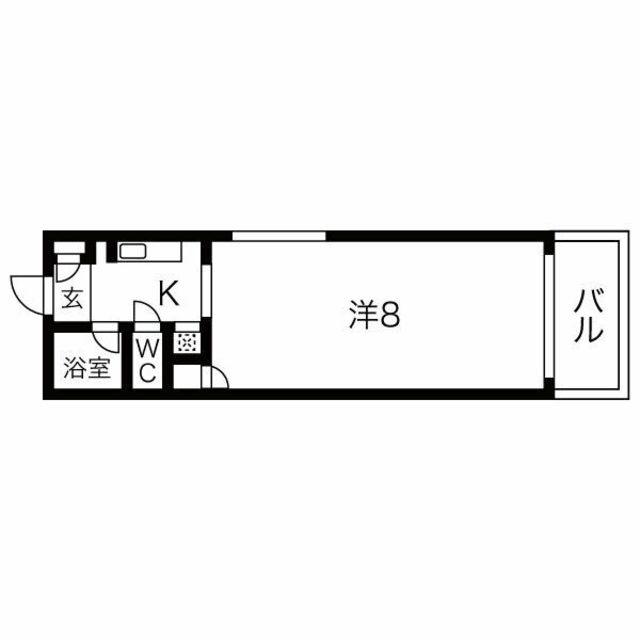 リビング大池通(1K/2階)の間取り写真