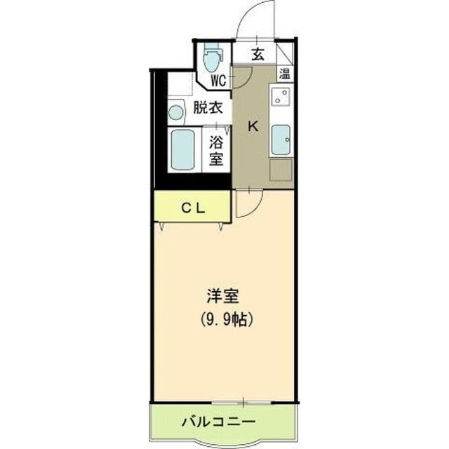 ヒーローマンション黄金(1K/3階)の間取り写真