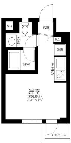 プレールドゥーク新宿御苑(ワンルーム/2階)の間取り写真