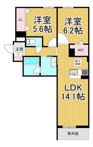 ハワード コート(2LDK/1階)の間取り写真