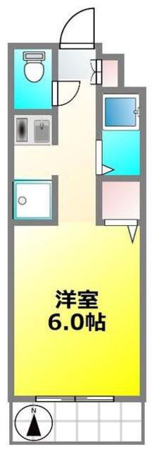 ハイツけやき5番館(ワンルーム/2階)の間取り写真