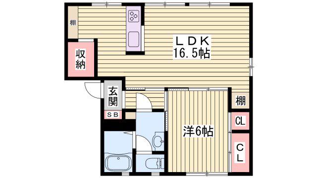 アイクスコート K(1LDK/1階)の間取り写真