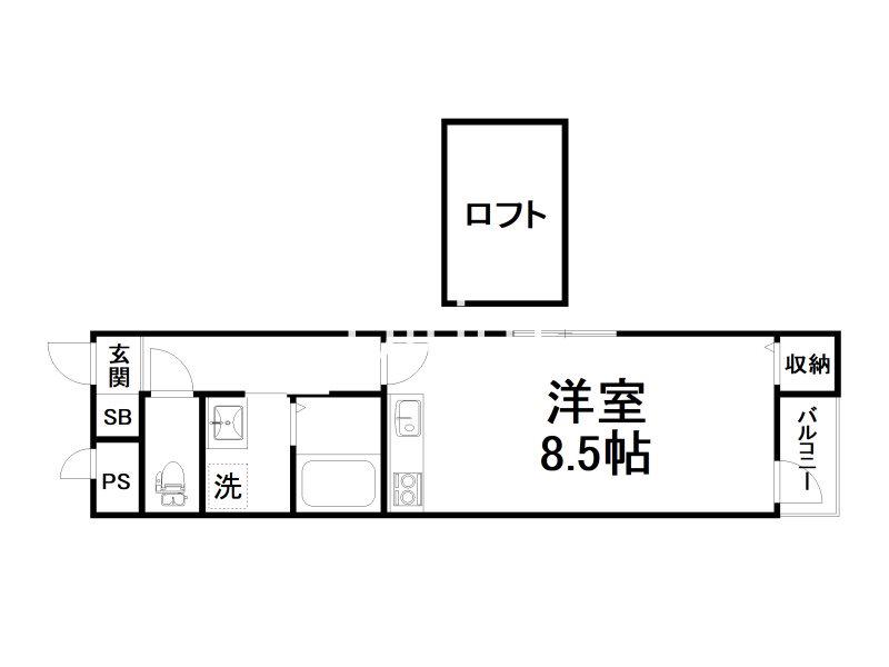 ラパン四条大宮(ワンルーム/3階)の間取り写真