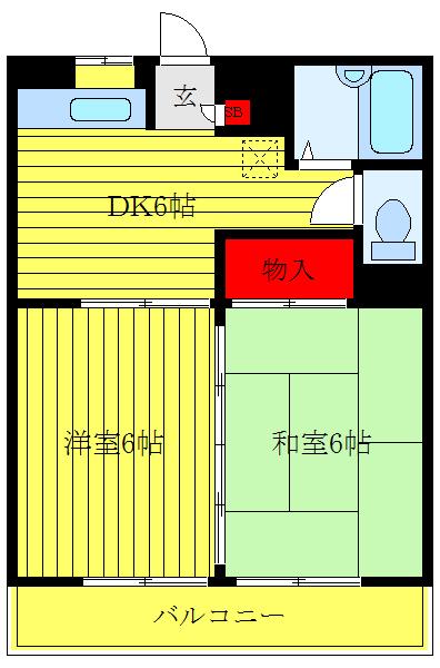 コーポアヅマ(2DK/3階)の間取り写真