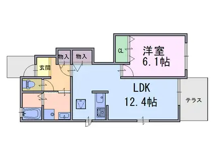 ルミナス 大和高田B(1LDK/1階)の間取り写真