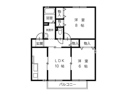 グリーンおおさわ(2LDK/2階)の間取り写真