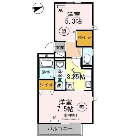 ウインドワード小羽山(2K/1階)の間取り写真