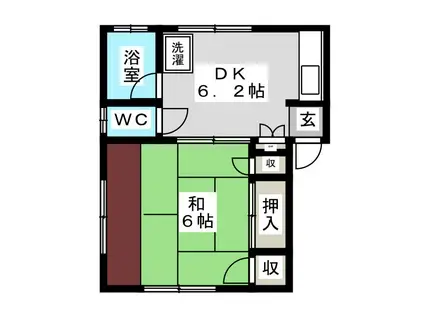 カメイ荘(1DK/1階)の間取り写真