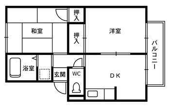 ロイヤル櫛林(2DK/2階)の間取り写真