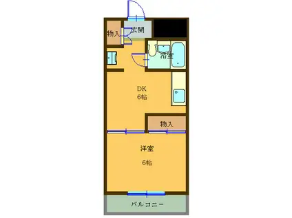 ブランドール入間(1DK/4階)の間取り写真