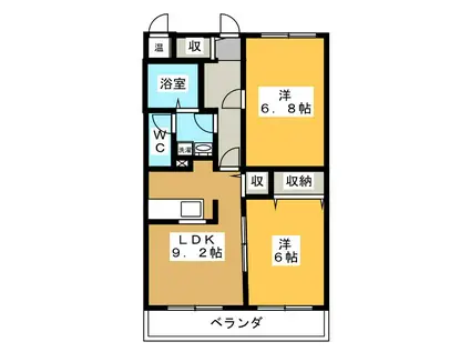 シンセアーマンション富士宮II(2DK/2階)の間取り写真