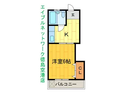 アポスタ応神(1K/2階)の間取り写真