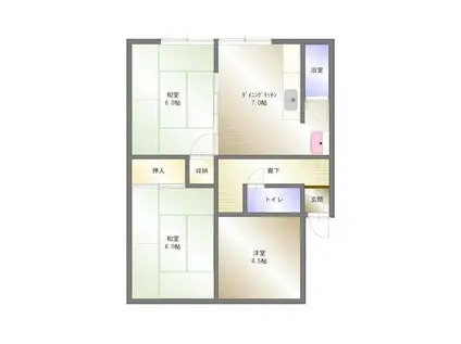 ルミウス船木(3DK/4階)の間取り写真