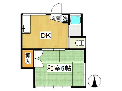 松江荘(1DK/2階)の間取り写真