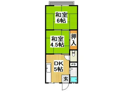上野ハイツ(2DK/1階)の間取り写真