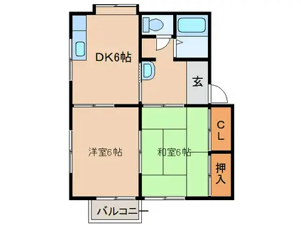 メゾン松ケ枝A・B(2DK/2階)の間取り写真