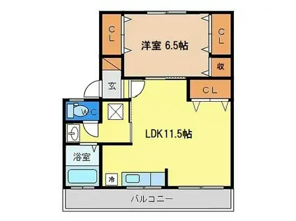 坂東マンション(1LDK/2階)の間取り写真