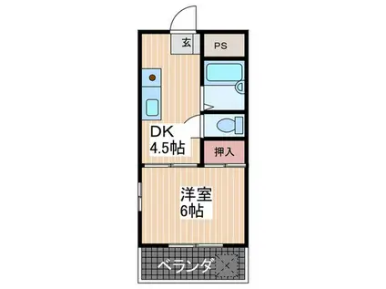 サンライズ鶴江A棟(1DK/2階)の間取り写真