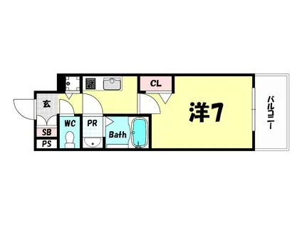 PRESSANCE三宮ポルト(1K/5階)の間取り写真