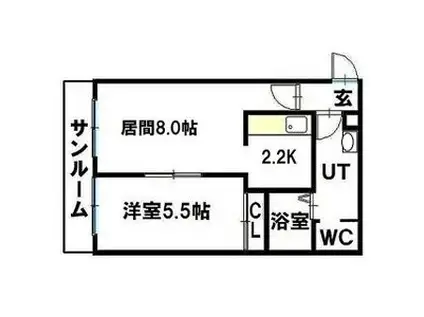 セントポーリアノヴェル(1DK/4階)の間取り写真