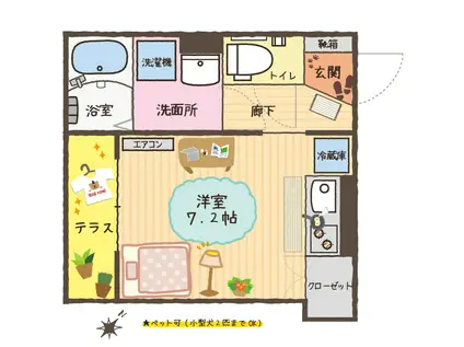 ノーブル アオキ(ワンルーム/1階)の間取り写真