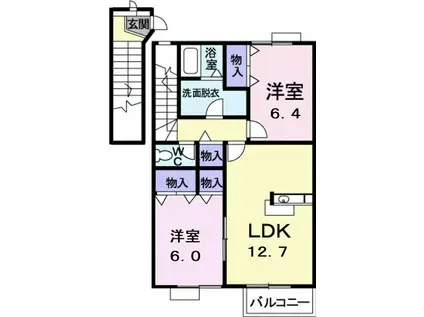 シャルマンファミーユK-A(2LDK/2階)の間取り写真