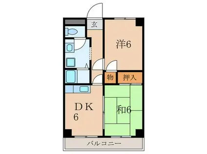 シャト-太田(2DK/2階)の間取り写真