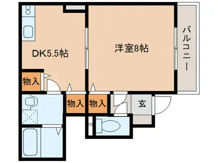 ハートウィル(1DK/1階)の間取り写真