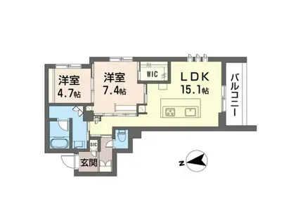 コモド稲田堤II(2LDK/3階)の間取り写真