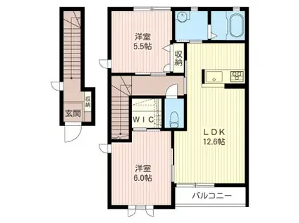 デルフィオーレB棟(2LDK/2階)の間取り写真