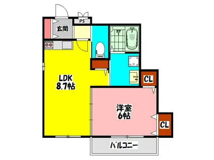 レユシール金田(1LDK/2階)の間取り写真