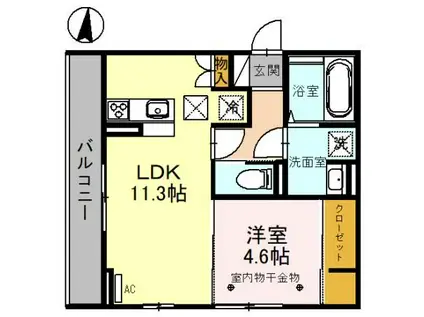D-ROOM羅漢町(1LDK/3階)の間取り写真