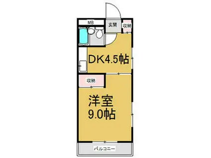 ファミール茶屋ヶ坂(1DK/3階)の間取り写真
