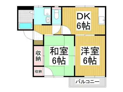 タウン島高 A(2DK/1階)の間取り写真