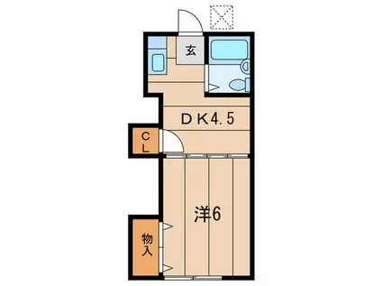 誠和荘(1DK/1階)の間取り写真