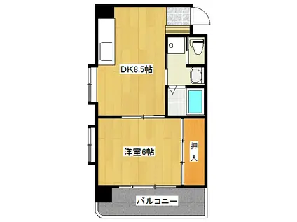 ふぁみーゆアビコIII(1DK/4階)の間取り写真