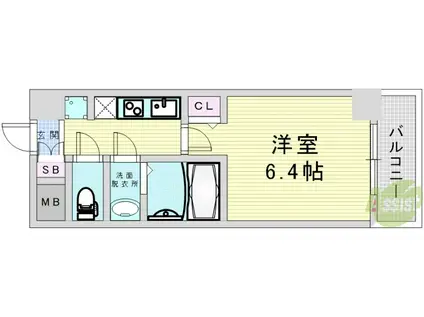 フレアコート梅田(1K/12階)の間取り写真