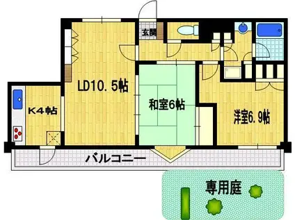 クリオ津田沼弐番館(2LDK/1階)の間取り写真