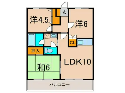 ドエル・エクセレントミナーレ(3LDK/3階)の間取り写真