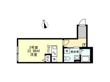 ベイルーム金沢西柴(ワンルーム/1階)の間取り写真