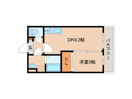 奈良市大森町279 ZーMAISON(1DK/3階)の間取り写真