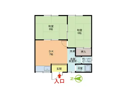 木田マンション(2DK/2階)の間取り写真