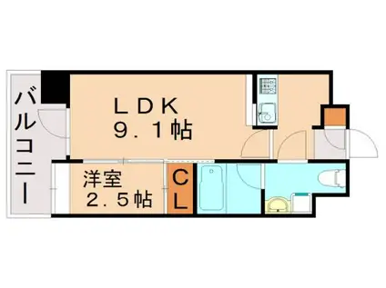 グランフォーレプライム天神東(1LDK/11階)の間取り写真