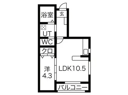 レグルス ノワール(1LDK/1階)の間取り写真