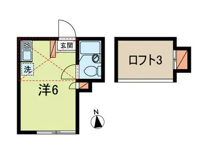 サットンプレイス東高円寺A(ワンルーム/2階)の間取り写真