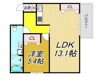 エアリースクエア(1LDK/3階)の間取り写真